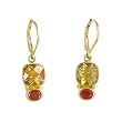 22k Yellow Gold Citrine & Fire Opal Dangle Earrings by Sajen