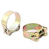 uxcell　ホースクランプ　金属　真鍮トーン　189g　Tボルトホースクランプ　調節可能　２個入り