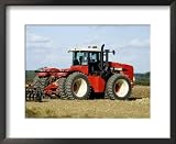 4 Wheel Drive Tractor Pulling a Disc Harrow, Cotswolds, England Framed Art Poster Print by Martin Page, 22x18