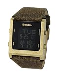 Bench Gents Lcd Watch With Brown Leather Strap