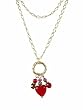 Necklace - N246 - Long Style - Firepolished Beads & Pearl Cluster ~ Siam Red