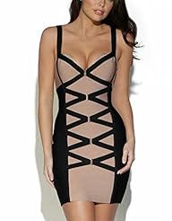 Lace-Up Nylon/Rayon/Spandex Corset   Waistline Bandage Dress 