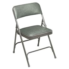 National Public Seating 1200 Series Steel Frame Upholstered Premium Vinyl Seat and Back Folding Chair with Double Brace, 480 lbs Capacity, Warm Gray/Gray (Carton of 4)