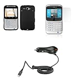 HTC Status (AT&T) Premium Combo Pack - Black Rubberized Shield Hard Case Co ....