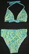 Girls 7-16 2-piece Swimwear Triangle Top Bikini Aqua/Yellow Floral