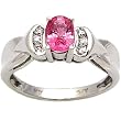 14K White Gold Pink Sapphire and Diamond Ring