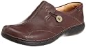 Clarks Un Loop Black Leather 203128374030, Women's Slip-On Shoes