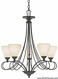 Quoizel DK5005TM Denmark 5-Light Chandelier with Cream Frosted Cirrus Glass, Taco Marrone