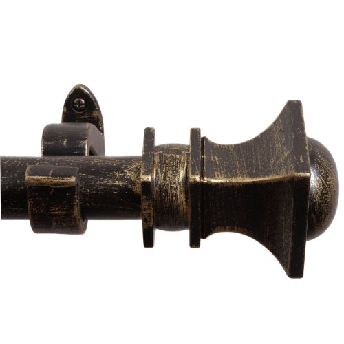 Rulu 18 by 48Inch Curtain Rod with 11/4 Pipe, Square, Black/Gold Picture