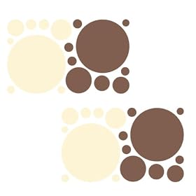 Instant Murals 34 Jumbo Polka Dot Wall Transfer Stickers - Brown and Cream