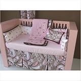 Bundle-28 Retro Flowers Pink and Chocolate Crib Bedding Collection (2 Pieces)