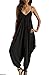 Kufv Women V-neck Spaghetti Strap Loose Jumpsuit Harem Cross Pant Long Rompers