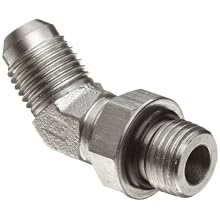 Brennan 6802-06-06-NWO-SS, Stainless Steel, 37 Degree Flared Tube Fitting, 06MJ-06MAORB 45 Degrees Elbow , 3/8" Tube OD