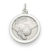 Sterling Silver 3/4 Round Soccer Medal with Cross on Back on 20 Chain