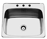 Kindred QSL2225/12N/4 Single Bowl Top Mount Stainless Steel Utility Sink, Satin