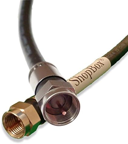 Black Quad Shield RG-6 Coax 75 Ohm Cable with Solid Copper Center Conductor for (Digital CATV, Satellite TV, or Broadband Internet) (8 Foot) by ShopBox®