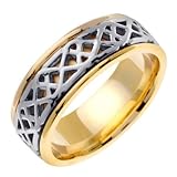 Irish Celtic Wedding Ring in 14K Two Tone Gold