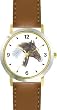 Brown and White Paint or Pinto Horse - JP - Horse - WATCHBUDDY&reg; DELUXE TWO-TONE THEME WATCH - Arabic Numbers - Brown Leather Strap-Children's Size-Small ( Boy's Size & Girl's Size )