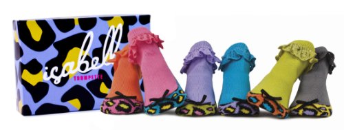 Trumpette 6 Pairs Of Leopard Print Pixie Shoe Socks In A Gift Box, Assorted, 0-12 Months