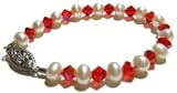 Kayne Baby Bracelet featuring Freshwater Pearls and Red Swarovski Crystals