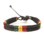 Rasta plaided hippie bracelet leather...