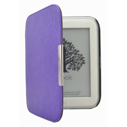 Premium Advanced Imitation Leather Cover Sleeve Case with Magnetic Closure for NOOK GlowLight (NOOK 4th Gen) - (NOT fit NOOK Simple Touch with GlowLight NOOK 3rd Gen or NOOK Simple Touch NOOK 2nd Gen) (Purple)