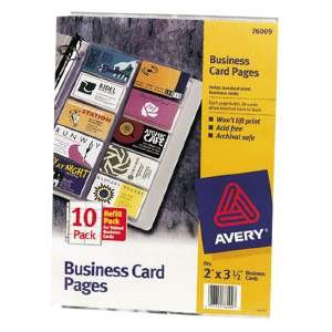 Avery(R) Business Card Holder Refill Sheets, Nonstick Untabbed, Pack Of 10