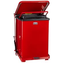 Rubbermaid Commercial Silent Defenders Quiet Step Trash Can with Plastic Liner, Square