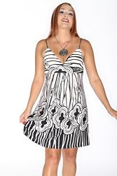 Perpetual Vogue Sexy Black White Spaghetti Strap Dress