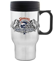 Denver Broncos Stainless Steel 18 oz Beverage Travel Mug - NFL Football Fan Shop Sports Team Merchandise