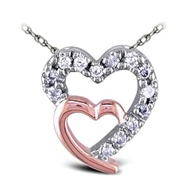 Two-tone Gold Heart Diamond Pendant