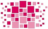 Set of 78 Hot Pink / Pink Square Boxes Vinyl Wall Graphic Decals Stickers Set of 78 - Hot Pink / Pink Square Boxes Vinyl Wall Graphic Decals Stickers