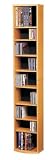 9 Shelf Slim Media Storage Center In Natural Oak Finish By Ameriwood Furniture