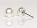 HinsonGayle 8-9mm White Button Cultured Pearl Stud Earrings (Sterling Silver)