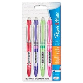 Paper Mate 34503PP - Liquid Flair Porous Point Stick Pen, Assorted Ink, Extra Fine, 4 per Pack-PAP34503PP