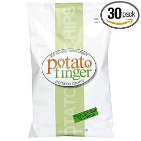 PotatoFinger Potato Chips, Sour Cream & Onion, 2.5-Ounce Bags (Pack of 30)