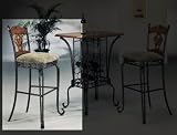Kitchen & Housewares : Set of 2 Bar Chairs - Wrought Iron Frame, Wood Seat Back and Upholstered Seats