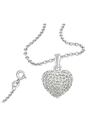 925 Sterling Silver Cubic Zirconia Cz Crytals Heart Pendant Large 15mm Heart