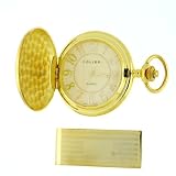 Pocket Watch with Chain and Money Clip Set in Wood Box by Colibri PWS095512S by Colibri