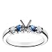 18k White Gold Prong-Set Engagement Ring Setting with Diamond and Sapphire Sidestones (1/5 cttw)