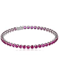 14k Gold Round Created Ruby Tennis Bracelet