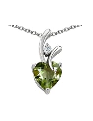 Original Star K (tm) Heart Shape 8mm Simulated Green Sapphire Pendant in 925 Sterling Silver