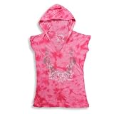 Jade - Girls Tie Dye Short Sleeve Hoodie Tee Shirt, Red