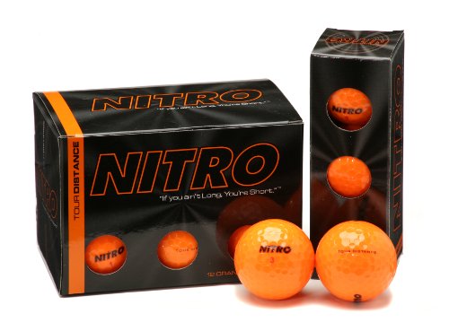 Nitro tour distance golf balls (pack of 12, orange)