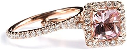 1.87 cttw 18k Rose Gold Diamond Morganite Engagement Ring Pink Wedding Ring Sets (Sizes 4-11)