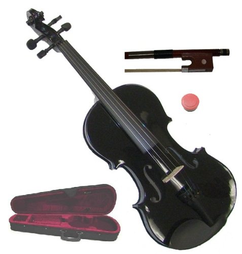 New Merano 16 inch BLACK Viola with Case and Bow+Extra Set of String, Extra Bridge, Pitch Pipe, Rosin