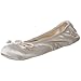 Isotoner Women's Classic Satin Ballerina Slipper (Medium - 6.5-7.5, Cream)