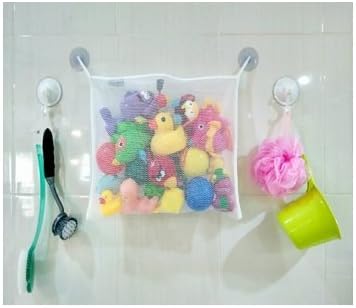 ICEKEY Bath Toy Mesh Bag Organizer for Baby Bath Toys with Extra Large Suction Cups, Large Size Storage Bag for Bath Accessories Washable Toy Holder Super Strong Hold