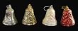 Club Pack of 144 Red, Gold, Silver and White Glitter Bell Christmas Ornaments