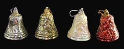 Club Pack of 144 Red, Gold, Silver and White Glitter Bell Christmas Ornaments